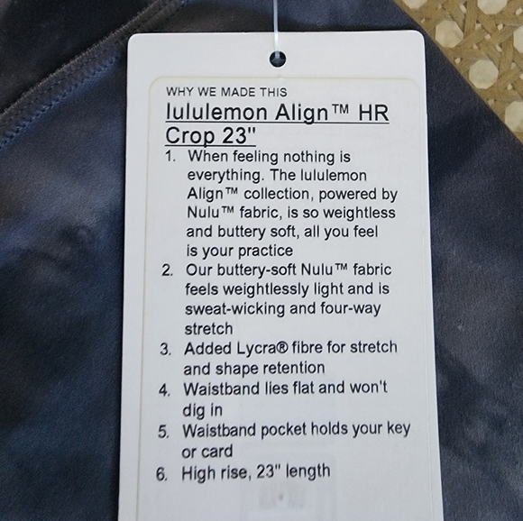 SOLD....NWT Lululemon align crop HR 23" NEW - Picture 3 of 3